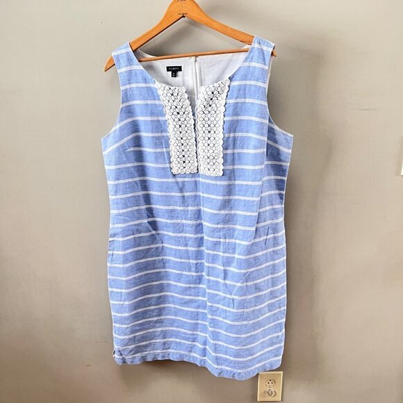Talbots Linen Blend Coastal Crochet Detail Dress- Size 16 - Picture 1 of 5